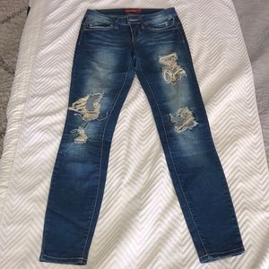 Dark Denim Skinny Ripped Jeans